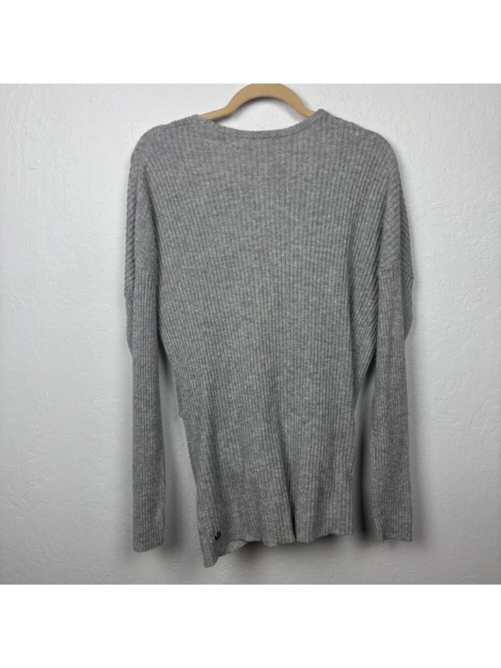 ✨3/$30 Zella M Gray Ribbed Open Front Twist Hem Cardigan Sweater Reversible Athl - Picture 5 of 5
